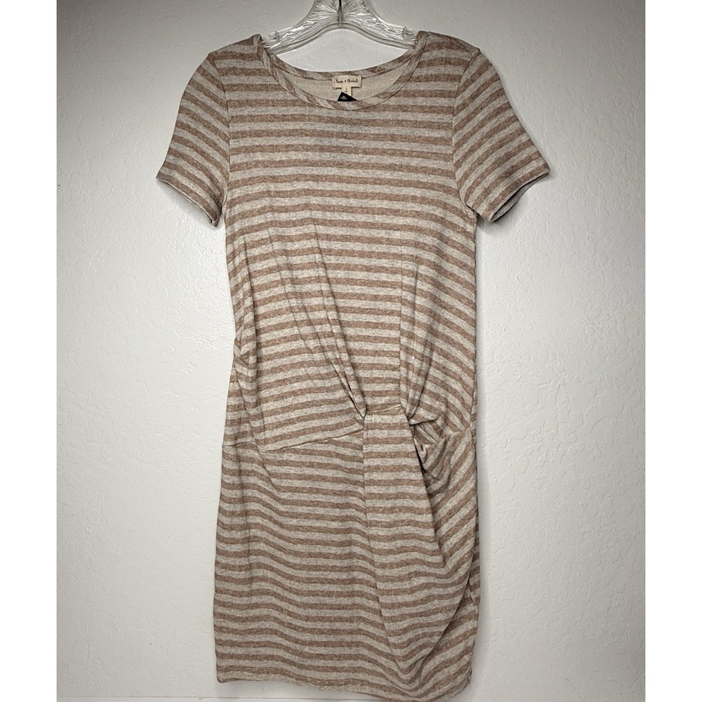 Hem & Thread Cotton Jersey Dress Womens Size Small Stripe‎ Rouched Y2K Teen New